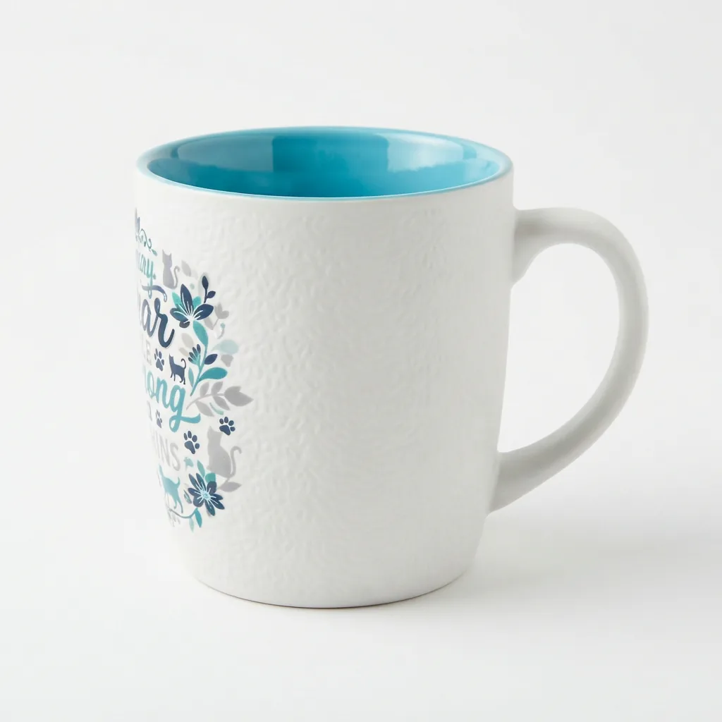 Spectrum Designz Best Cat Mom Ever Large Ceramic Coffee Mug with glossy aqua interior.