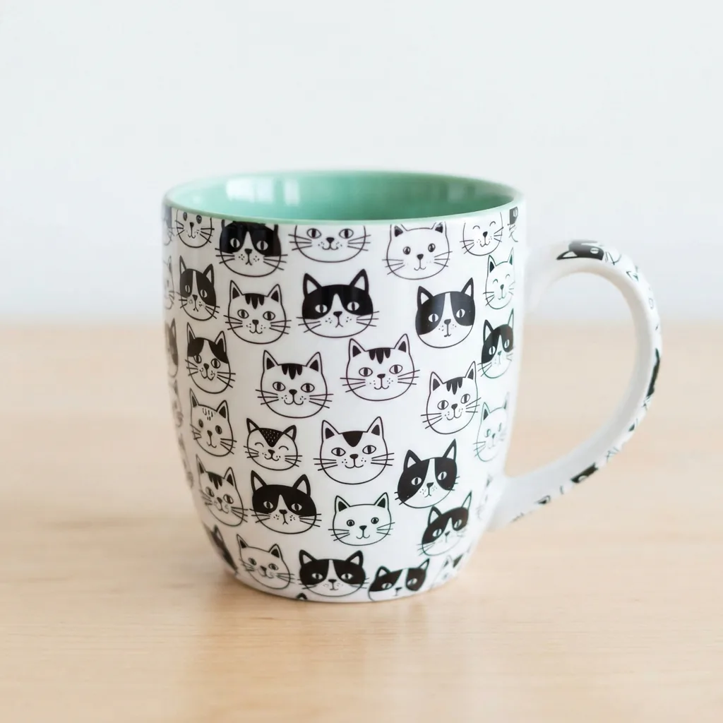 Spectrum Designz Cat Faces Coffee Mug with mint interior.